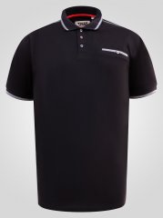 D555 Potts Jersey Polo With Jacquard Collar & Cuffs Černá