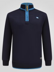 D555 Conway 2 1/4 Zip Neck Fleece Sweatshirt With Bear Logo Námořnická modrá