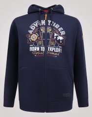 D555 Hector Adventurer Printed Zip Through Hoody Námořnická modrá