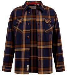 D555 Aldershot Long Sleeve Heavy Shacket Overshirt Tan/Navy Check