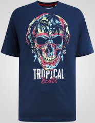D555 Linton Tropical Skull Printed T-shirt Navy