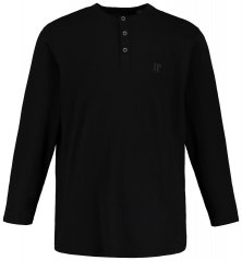 JP1880 702555 Tričko Henley s dlouhým rukávem Černá