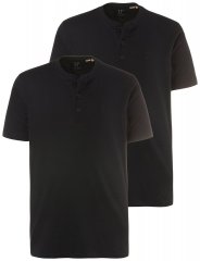 JP1880 708420 Tričko Henley 2 kusy Černá