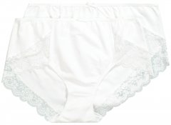 Ulla Popken 824106 Boxerky s krajkou 2 ks Bílá