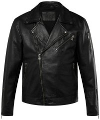 JP1880 830586 Biker bunda z jehněčí nappy Černá