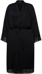 Ulla Popken 834837 Kimono župan s krajkou Černá