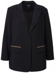 Ulla Popken 845336 Oversize strečové sako na dva knoflíky Černá