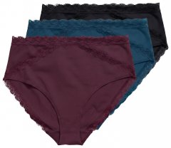 Ulla Popken 848803 Kalhotky s krajkou 3 ks Vínově červená