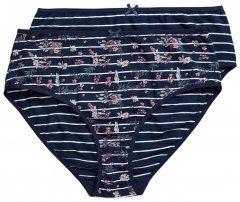 Ulla Popken 850538 Květované kalhotky z biobavlny 2 ks Tmavě modrá