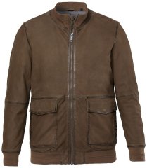 JP1880 851511 Semišová bunda z jehněčí kůže Hnědá