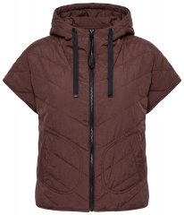 Ulla Popken 851785 Oversize prošívaná vesta s kapucí Hnědá