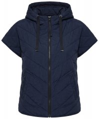 Ulla Popken 851785 Oversize prošívaná vesta s kapucí Tmavě modrá