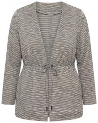 Ulla Popken 852086 Pruhovaný kardigan se šňůrkou Taupe