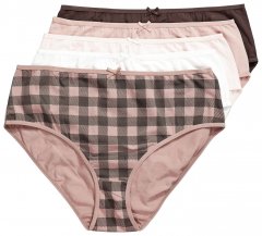 Ulla Popken 854114 Kostkované kalhotky 5 ks Taupe