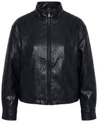 Ulla Popken 854795 Biker bunda z umělé kůže Černá
