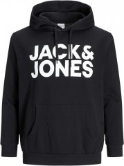 Jack & Jones CORP LOGO Large Print Hoodie Black