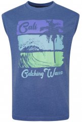 Kam Jeans 5397 California Sleeveless Tee Blue Marl