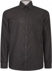 Kam Jeans 6299 Long Sleeve All Over Diamond Print Shirt Black