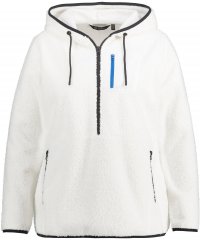 Ulla Popken Teddy Fleece Partial Zip Hoodie Snow White
