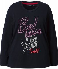 Ulla Popken Motivational Graphic Long Sleeve Tee Black