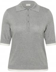 Kaffe Curve Lizzy Contrast Knitted Polo Grey Melange