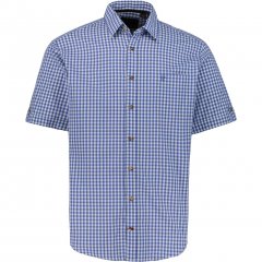 JP1880 Short Sleeve Check Print Traditional Shirt Blue