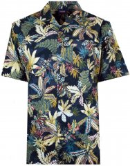 Espionage SH410 Short Sleeve Jungle Print Shirt Navy