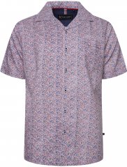 Kam Jeans 6343 Hawaiian Collar Floral Short Sleeve Shirt Navy