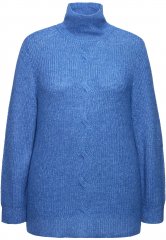 Ulla Popken Cable Knit Long Sleeve Turtleneck Sweater Teal Blue