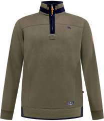 D555 Leicester 2 Quarter Neck Fleece Sweatshirt Khaki