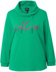 Ulla Popken HELLO Classic Fit Stand-Up Collar Sweatshirt Navy