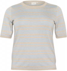 Kaffe Curve Lizzy Pruhovaný svetr Béžová/Jemně modrá