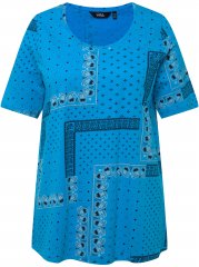 Ulla Popken Paisley A-Line Short Sleeve Tee Sapphire Blue