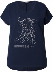 Ulla Popken Metallic Animal Cap Sleeve Graphic Tee Navy