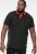 D555 CHESTER Pique Polo With Red Collar With Tipping Detail And Chest Embroidery Black - Polokošile - Polokošile 2XL-8XL - Trička s límečkem 2XL-8XL