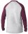 D555 KELTON Long Sleeve Raglan T-Shirt Grey/Burgundy - Trička - Trička nadměrné velikosti - 2XL-14XL