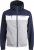 Jack & Jones RUSH White/Grey Blocking Bomber Jacket with Hood Navy Blazer - Bundy - Bundy Nadměrné Velikosti - 2XL-8XL