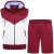 Kam Jeans TS006 Retro Pannelled Tracky Set (Shorts/Sleeveless Hoodie) Red - Teplákové soupravy - Teplákové soupravy nadměrné velikosti
