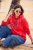 Ulla Popken TRUE Lettering Hoodie Neon Red - Mikiny & mikiny s kapucí - 
