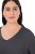 Ulla Popken Back To Basics V-Neck Relaxed Fit Cotton Tee Charcoal Grey Melange - Trička - Dámská trička ve velkých velikostech