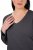Ulla Popken Back To Basics V-Neck Relaxed Fit Cotton Tee Charcoal Grey Melange - Trička - Dámská trička ve velkých velikostech
