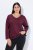Ulla Popken Back To Basics V-Neck Relaxed Fit Cotton Tee Dark Berry - Trička - Dámská trička ve velkých velikostech