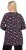Ulla Popken Peppermint Tree V-Neck Holiday Cotton Long Sleeve Knit Tunic Black - Potištěná trička pro ženy - 