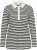 Kaffe Curve Miana Long Sleeve Polo Chalk with Black Stripe - Polokošile - 