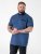 D555 Murray Printed Jacquard Collar & Cuff Short Sleeve Polo Blue - Polokošile - Polokošile 2XL-8XL - Trička s límečkem 2XL-8XL