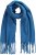 Ulla Popken Trendy Boucle Yarn Fringe Knit Scarf Teal Blue - Doplňky - 