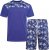 Kam Jeans 5002 Palm Tree Panel Tee And Short Set Electric Blue - Trička - Trička nadměrné velikosti - 2XL-14XL