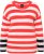 Ulla Popken Mixed Stripe Long Sleeve Sweater Hibiscus Red - Mikiny & mikiny s kapucí - 