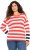 Ulla Popken Mixed Stripe Long Sleeve Sweater Hibiscus Red - Mikiny & mikiny s kapucí - 