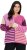 Ulla Popken Patchwork Striped Long Sleeve V-Neck Sweater Raspberry - Mikiny & mikiny s kapucí - 